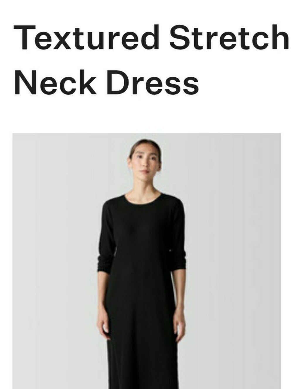 Eileen Fisher Navy Midi Crew Neck Long Sleeve Dress